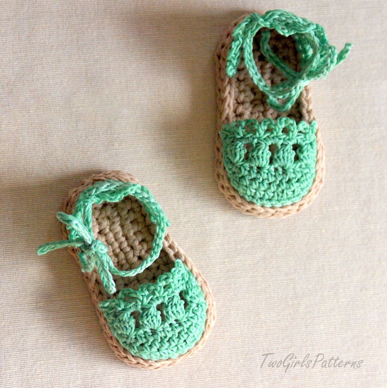 CROCHET PATTERN 119 Baby Girl Espadrille Sandals Instant Download pdf baby sandal pattern baby shoe crochet pattern L image 2