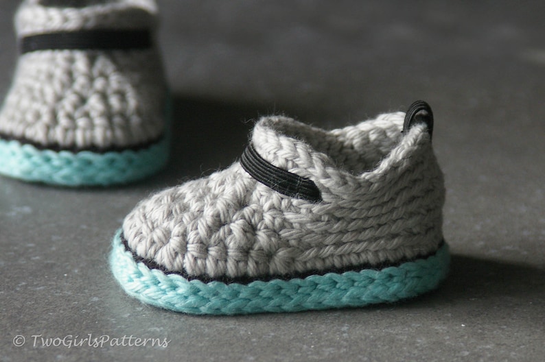 Crochet Baby Pattern Sami Sneakers Baby Crochet 2 sizes 0-6 months and 6-12 months Instant Download image 1