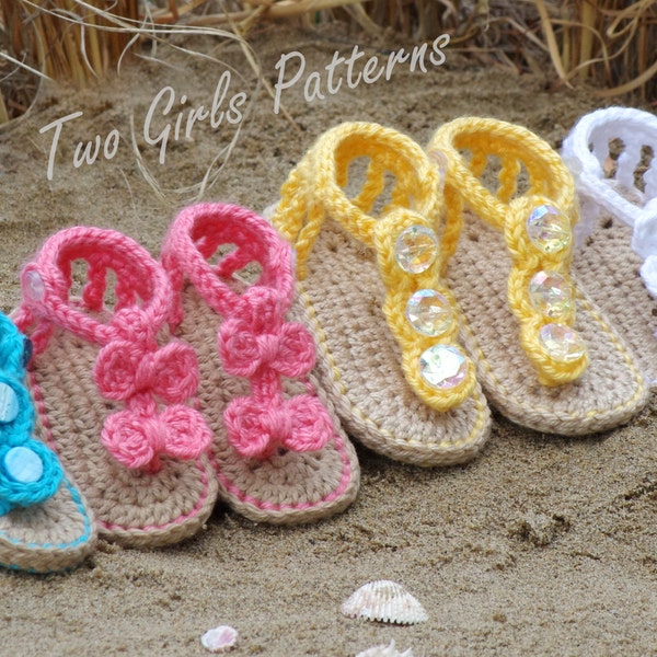 Baby crochet pattern sandal 2 Versions and Free barefoot sandal pattern included with purchase number 211 Instant Download  kc550