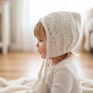 Crochet Pattern - 2 versions - Baby Bonnet- Modern Vintage Heirloom Crochet Summer Winter- Infant Baby Toddler Child - kc550 image 1