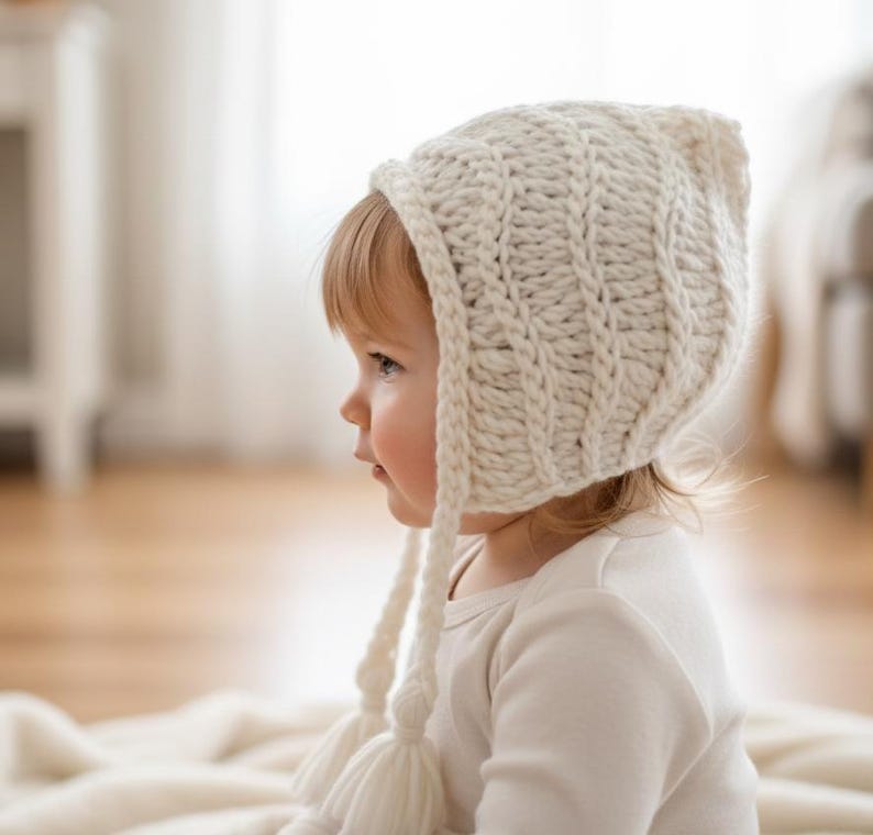 Crochet Pattern - 2 versions - Baby Bonnet- Modern Vintage Heirloom Crochet Summer Winter- Infant Baby Toddler Child - kc550 image 1