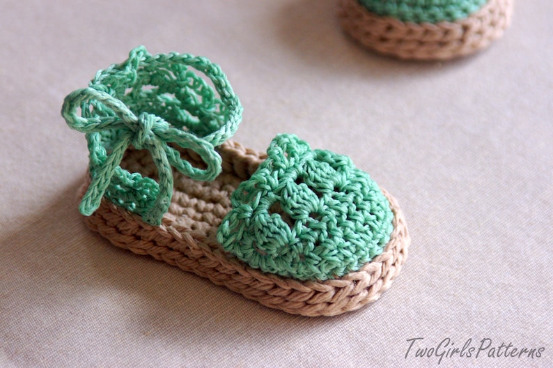 CROCHET PATTERN Baby Girl Espadrille Shoes Sizes include 0-12 months sizing Instant Download Crochet pattern 119 L image 4