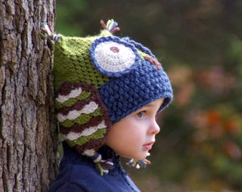 Crochet Hat Patterns - Owl Hat - five sizes included from baby to adult - Instant Download - pattern number 121