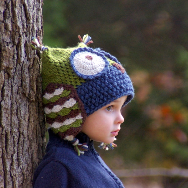 Crochet Hat Patterns - Hibou Hat - cinq tailles incluses du bébé à l'adulte - Téléchargement instantané - modèle numéro 121