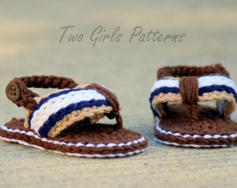 CROCHET PATTERN #116 -Crochet Patterns for Sporty Flip Flop Baby Sandals - Instant Downloads PDF - Crochet sandal pattern - baby sizes L