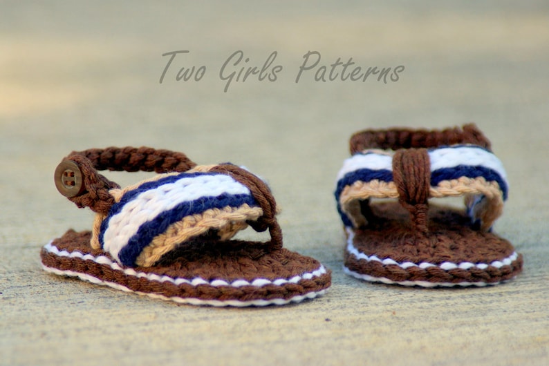 CROCHET PATTERN #116 -Crochet Patterns for Sporty Flip Flop Baby Sandals - Instant Downloads PDF - Crochet sandal pattern - baby sizes L image 1