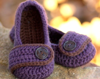 Toddler Crochet Pattern for Valerie Slipper - Childrens Sizes 4 - 9 - ALL Six Sizes Included -  number 206 Instant Download  kc550