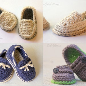 CROCHET PATTERN 120 Baby Lil' loafers pattern pack comes with all 4 variations baby button loafer, boat shoe, modern casual loafers L image 1