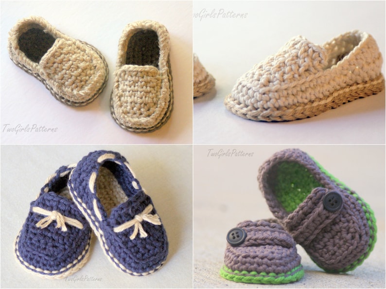 CROCHET PATTERN 120 Baby Lil' loafers pattern pack comes with all 4 variations baby button loafer, boat shoe, modern casual loafers L image 1