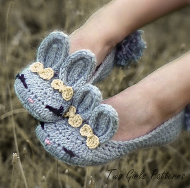 Women's Slippers The Classic Year-Round Bunny House Slipper PDF crochet pattern Women's sizes 5 10 Pattern 212 Instant Download kc550 image 5