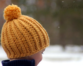 Crochet  Hat Patterns - Awesome Knit Look Hat - five sizes included from baby to adult - Instant Download - pattern number 118 L