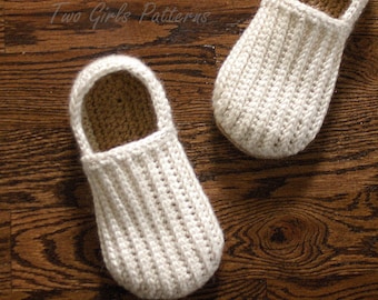 CROCHET PATTERN # 105 - Big Boy Childrens Mens - U.S. Big Boys sizes  3-7 and Mens sizes 8-13 - Instant Download pdf - house shoe pattern L