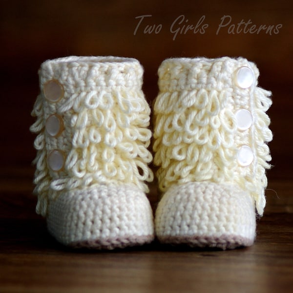Crochet Pattern Baby Boot - Furrylicious loop boot  - Pattern number 200 Instant Download kc550