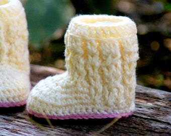 Baby Shoe Crochet Pattern for Baby Cable Boots  Pattern number 107 - Instant Download L