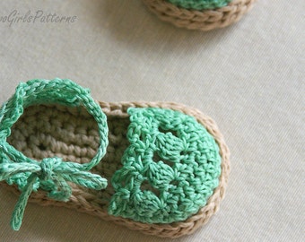 CROCHET PATTERN # 119 -  Baby Girl Espadrille Sandals - Instant Download pdf - baby sandal pattern - baby shoe crochet pattern L