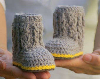 Baby Booties Crochet Pattern for Cable Boots  Pattern number 107 - Instant Download L
