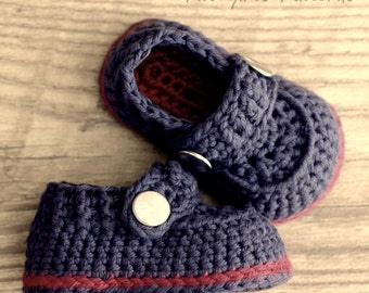 CROCHET PATTERN #203  Baby Boy Booties - The Sailor  -  Instant Download  kc550