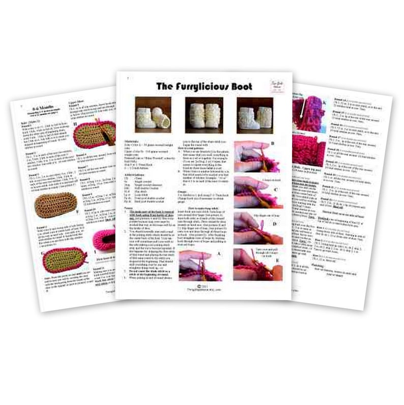 Puede incluir: Patr&oacute;n de ganchillo para una "Bota peluda" con instrucciones y fotos. El patr&oacute;n incluye una lista de materiales, abreviaturas y una gu&iacute;a detallada para hacer la bota.