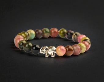Natural Tourmaline Bracelet 8mm • Genuine Gemstone Jewelry • Healing Crystal Gift • Energy Bracelet for Women