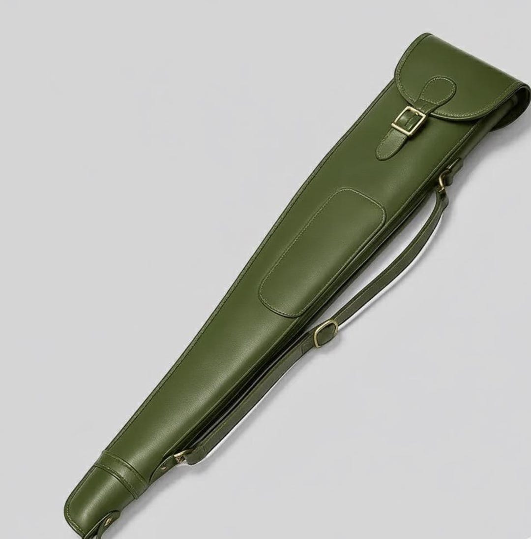Olive Green Leather Rifle Slip – Custom Handmade Shotgun Case for ...