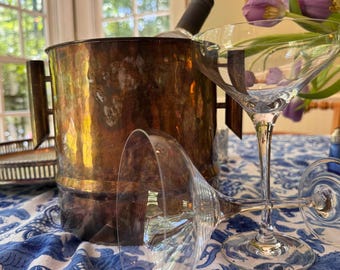 Vintage G.B. Sport Padova Italy Silver Plated Hammered Ice Bucket MCM Barware