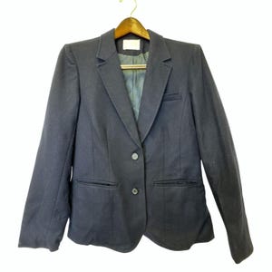 Chaqueta tipo blazer Pendleton Vintage azul marino 100% lana virgen, fabricada en EE. UU. para mujer.