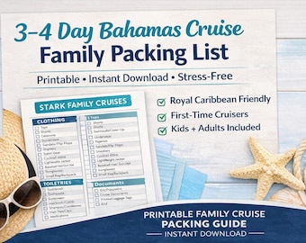 Family Cruise Packing List Printable | Royal Caribbean Packing Guide | Kids, Toddler & Adult Checklists
