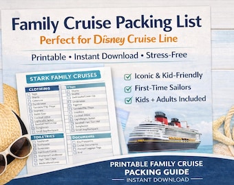 Family Cruise Packing List Printable | Disney Cruise Packing Guide | Kids, Toddler & Adult Checklists