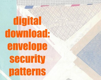 Digital download: vintage envelope security patterns / instant access, easy to print digital files for collage, crafting, props, design