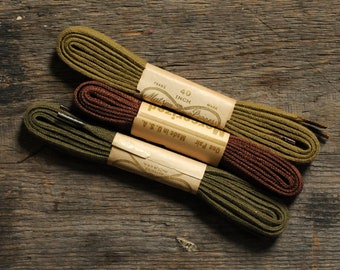 Choose size & color: one pair vintage 27” 36” 40" narrow shoelaces - black, brown, forest or olive green / short long cotton boot shoe laces