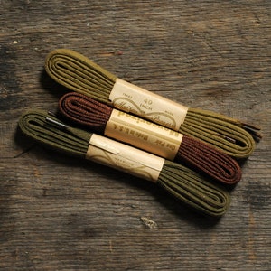 Choose size & color: one pair vintage 27” 36” 40" narrow shoelaces - black, brown, forest or olive green / short long cotton boot shoe laces