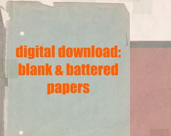 Digital Download: 15 blank & battered vintage pages / instant access, easy print digital files for paper collage, craft, props, letters, art