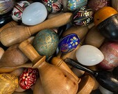 Vintage darning egg, mushroom, sock form for sewing, mending, darning, repairs. Wood or glass. With without handle. Plain or painted.