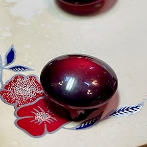 5 Vintage Maroon Plastic Buttons: 1960s Dome Shank Style, Made in USA