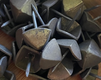 Pyramid Brass Upholstery Tacks • .72" x 1" Decorative Furniture Nails