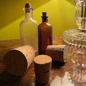 Natural Tapered Cork Stoppers: Mixed Lot, Upcycle Crafts, New Old Stock (Dozen)