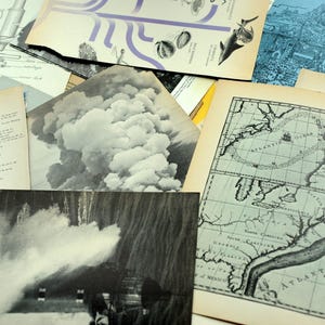 1/8 lb of vintage educational broken book pages for scrapbooking, crafting, junk journals, etc. / 1960s collage illustrated book pages