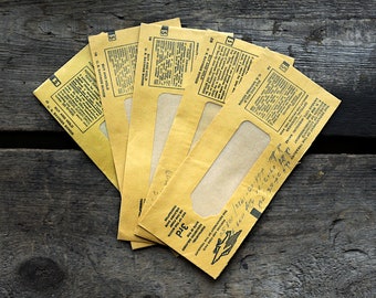 Conjunto de cinco sobres manila vintage de la década de 1950 abiertos / efímeras de papel vintage / sobres manila para revistas basura, álbumes de recortes