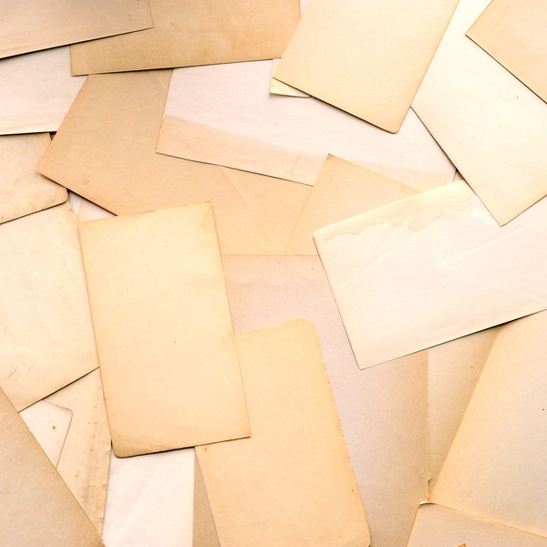 1/8 lb bundle of vintage aged, yellowed blank, plain paper for junk journals, scrapbooking, letter writing, craft supply (end pages, etc.)