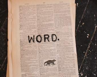 Art Print: Word. One-word (Word.) Quotation Printed on a Repurposed Dictionary Book Page