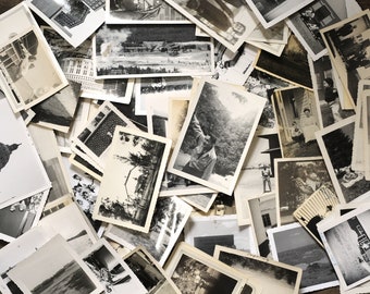 1/8 livre (2 oz) de photos vintage en noir et blanc pour le scrapbooking, la tenue d'un journal - Lot de photos noir et blanc du début des années 1900-1990 / assortiment de photos vintage