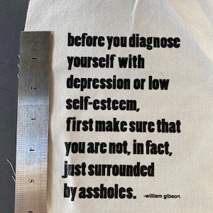 William Gibson Quote Patch: "Surrounded by Assholes" Vintage Fabric