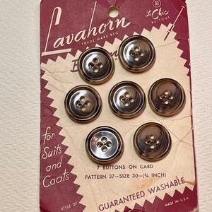 7 Vintage Brown Lavahorn Faux Horn Buttons: 0.75&quot; NOS