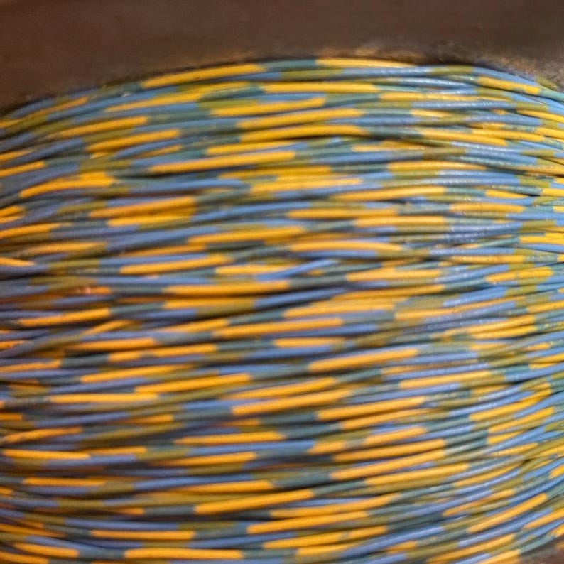 5 yards de fil téléphonique Ma Bells, calibre 24 AWG, vers 1981 Twin Wire - yellow/blue 24 AWG