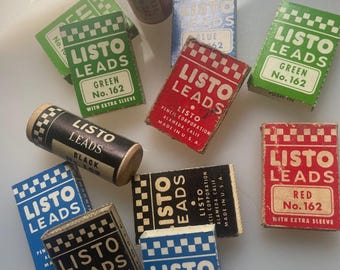 Vintage Listo Marking Pencil Leads #162: Black, Red, Green, Blue