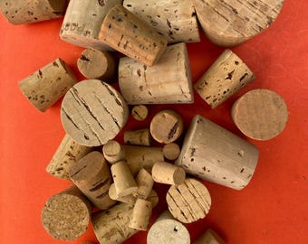 Tapones de corcho cónicos naturales: lote mixto, Upcycle Crafts, stock antiguo nuevo (docena)