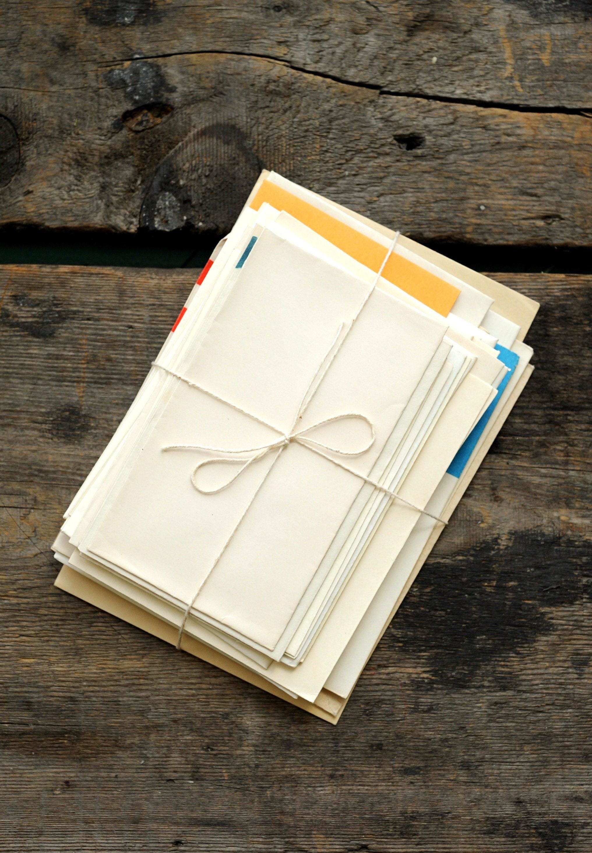 Vintage Letter Envelopes Bundle: Cream, Beige, White - Junk Journal, Scrapbooking, Snail Mail (1/8 lb)