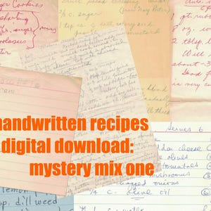 Digital Download: 12+ Vintage Handwritten Recipes - Printable files dinner club, cook, bake, experiment, adapt, art, collage (reuse license)