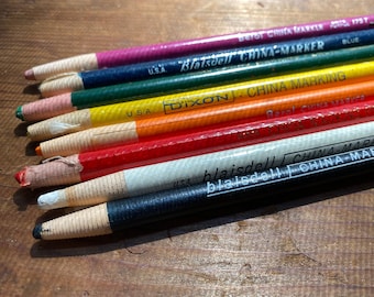 Vintage China Marker Grease Pencil: Peel-Away Paper Wrapped