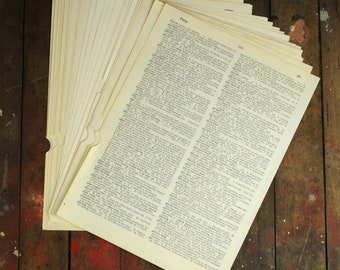 1/8 pound of salvaged vintage dictionary pages - uniform bulk product for DIY repurposing & printing - choice of dimensions